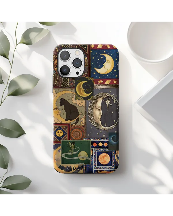 Vintage Celestial Black Cat Moon Collage Phone Case Phonecase