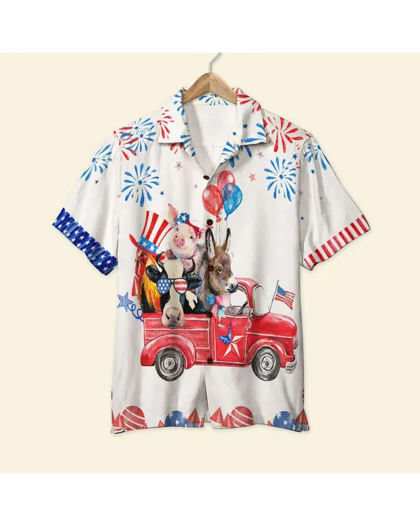 Farm Animals 4th Of July - Hawaiian Shirt, Aloha Shirt