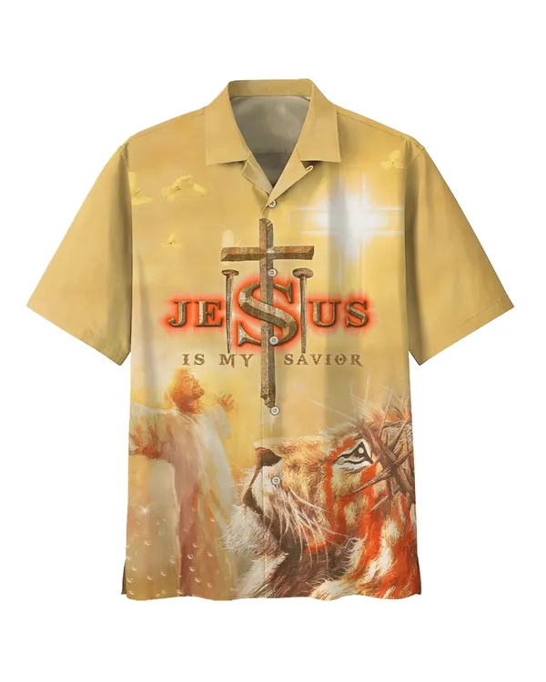 Jesus Is My Savior Hawaiian Shirt - Jesus Arms Wide Open Hawaiian Shirts - Christian Hawaiian Shirt - Jesus Hawaiian Shirts