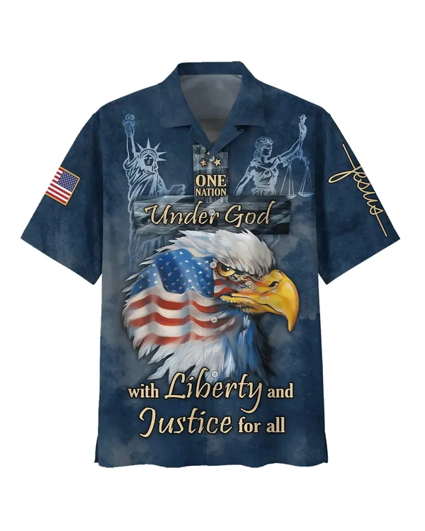 One Nation Under God With Liberty And Justice Hawaiian Shirts - Christian Hawaiian Shirt - Hawaiian Summer Shirts