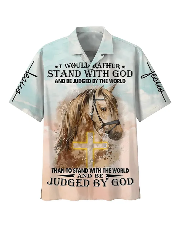 Horse I Would Rather Stand With God Hawaiian Shirts - Christian Hawaiian Shirt - Hawaiian Summer Shirts