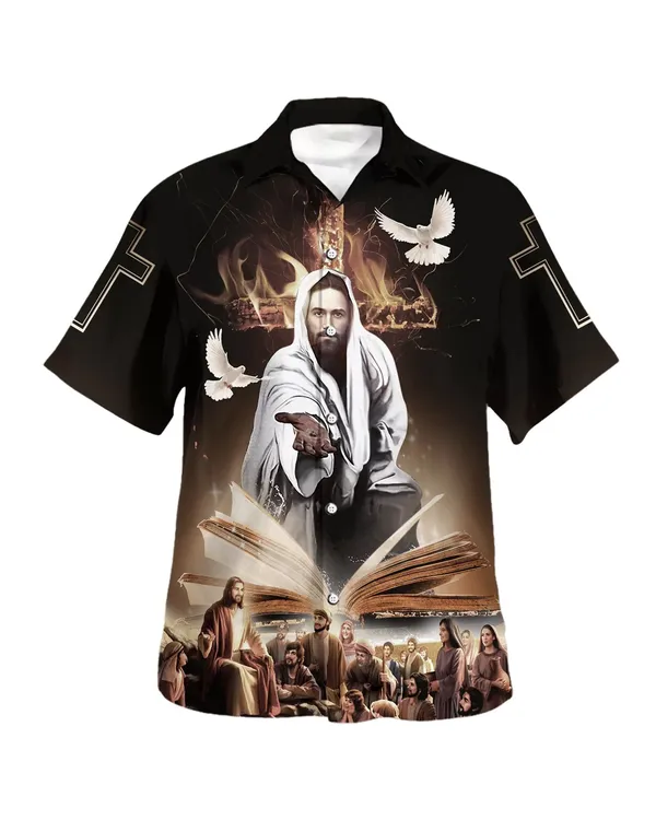 The Lion Of Judah Jesus Reaching Out His Hand Hawaiian Shirt - Christian Hawaiian Shirt - Religious Hawaiian Shirts