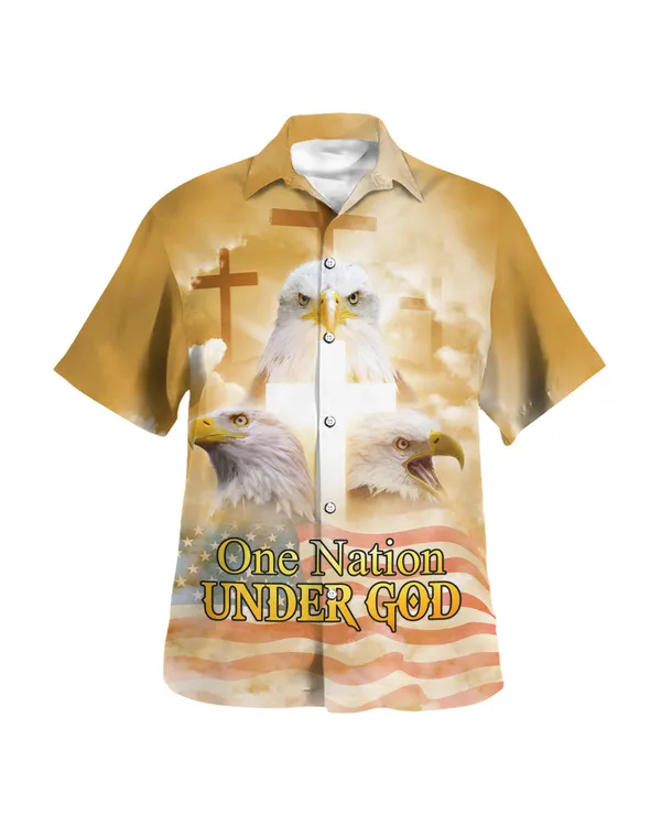 One Nation Under God Jesus Eagle Hawaiian Shirt - Christian Hawaiian Shirt - Religious Hawaiian Shirts