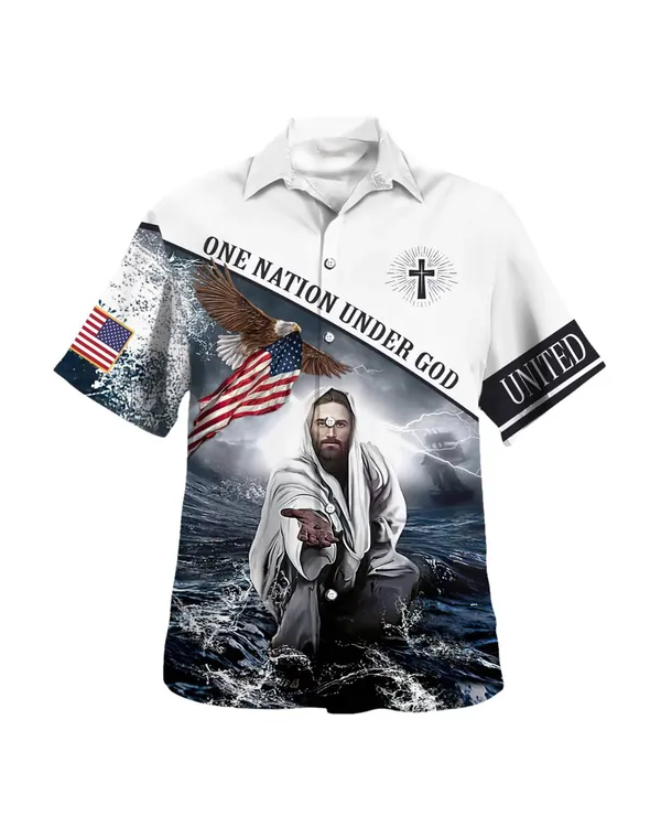 One Nation Under God Jesus Christ Hawaiian Shirt - Christian Hawaiian Shirt - Religious Hawaiian Shirts