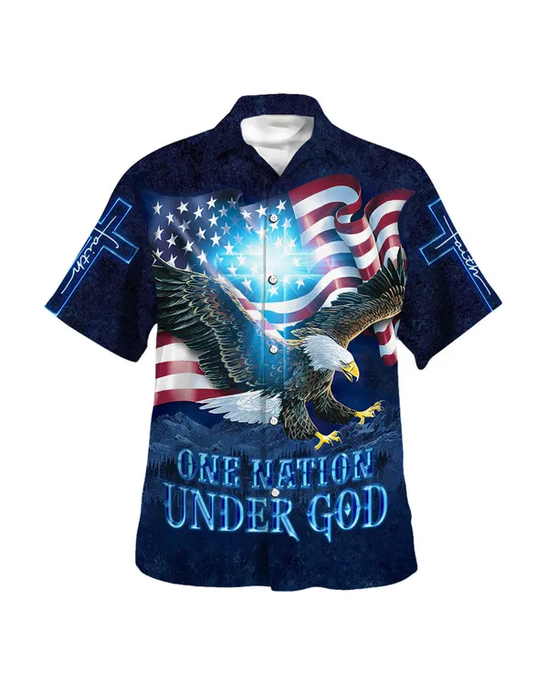 One Nation Under God Eagle Hawaiian Shirt - Christian Hawaiian Shirt - Religious Hawaiian Shirts