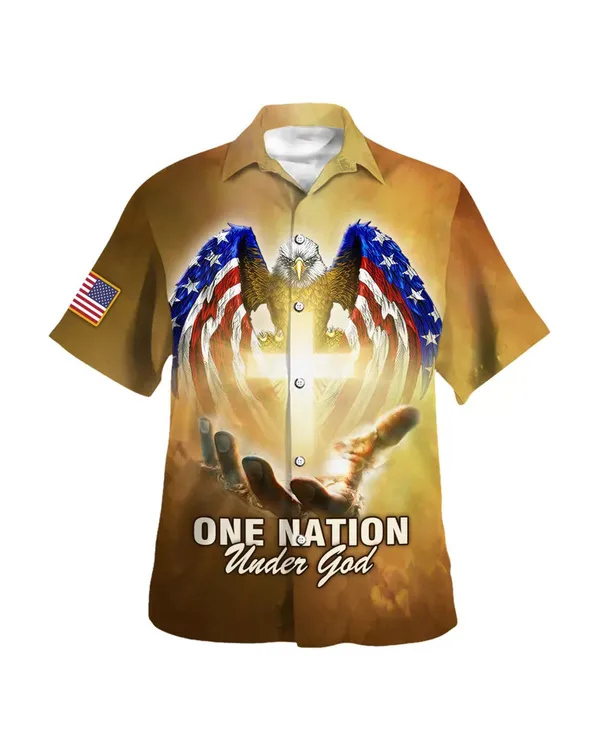 One Nation Under God American Hawaiian Shirt - Christian Hawaiian Shirt - Religious Hawaiian Shirts