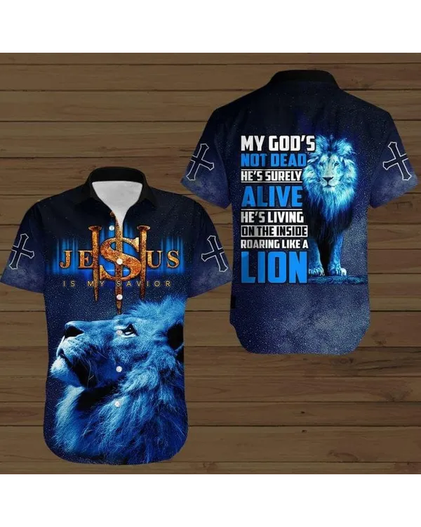 Jesus Is My Savior Lion Hawaiian Shirt - Christian Hawaiian Shirts For Men & Women