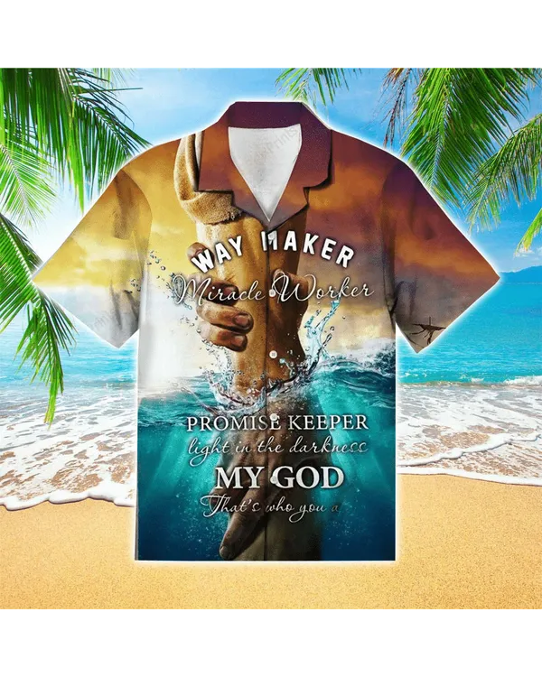 Hand Of Jesus Hawaiian Shirt - Way Maker Miracle Worker Jesus Hawaiian Shirt - Christian Hawaiian Shirts For Men & Women