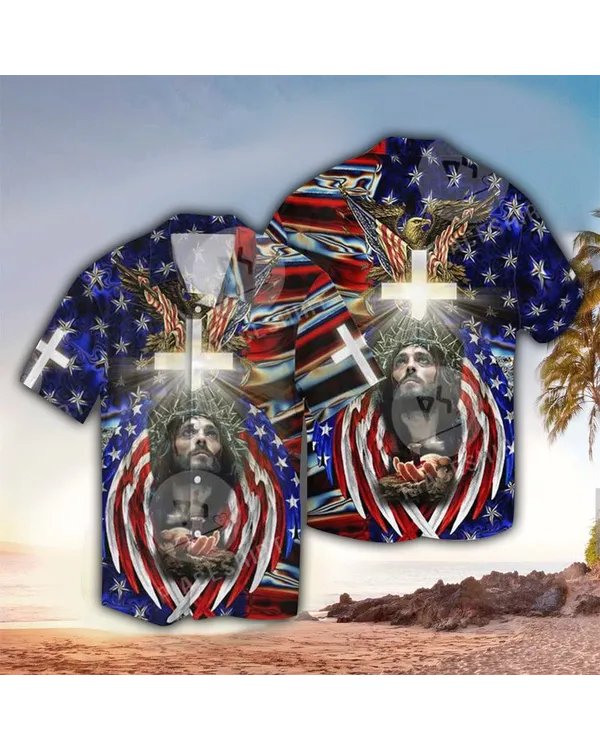 America Under God Jesus Hawaiian Shirt - Christian Hawaiian Shirts For Men & Women