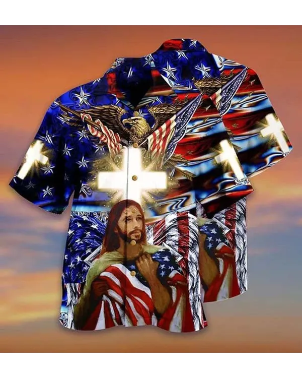 America And Jesus Bless Hawaiian Shirt - Christian Hawaiian Shirts For Men & Women