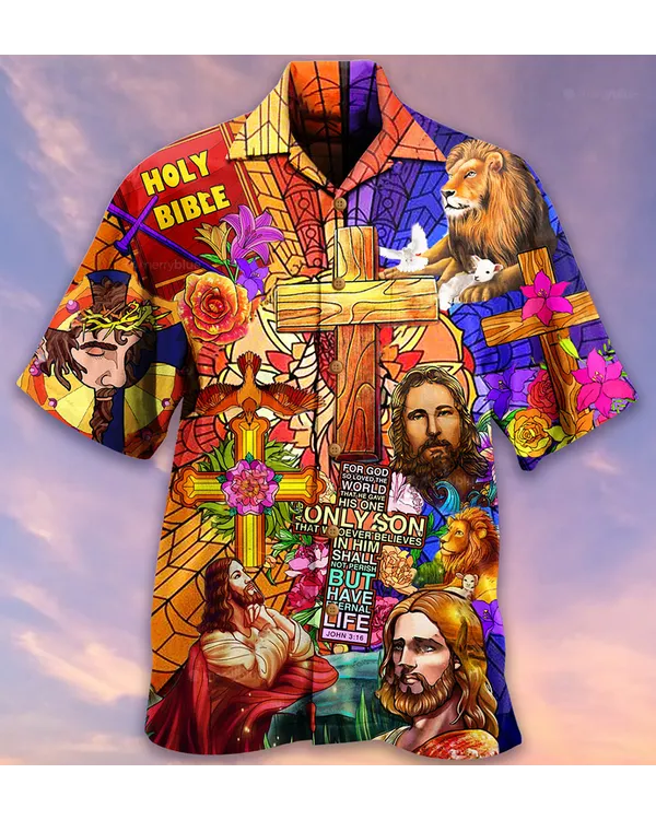 Jesus Lion And Flowers Cool Hawaiian Shirt - Christian Hawaiian Shirts For Men & Women