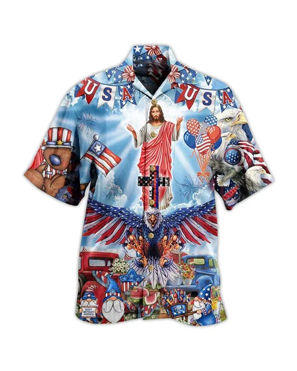 Jesus America Patriotism Hawaiian Shirt - Christian Hawaiian Shirts For Men & Women