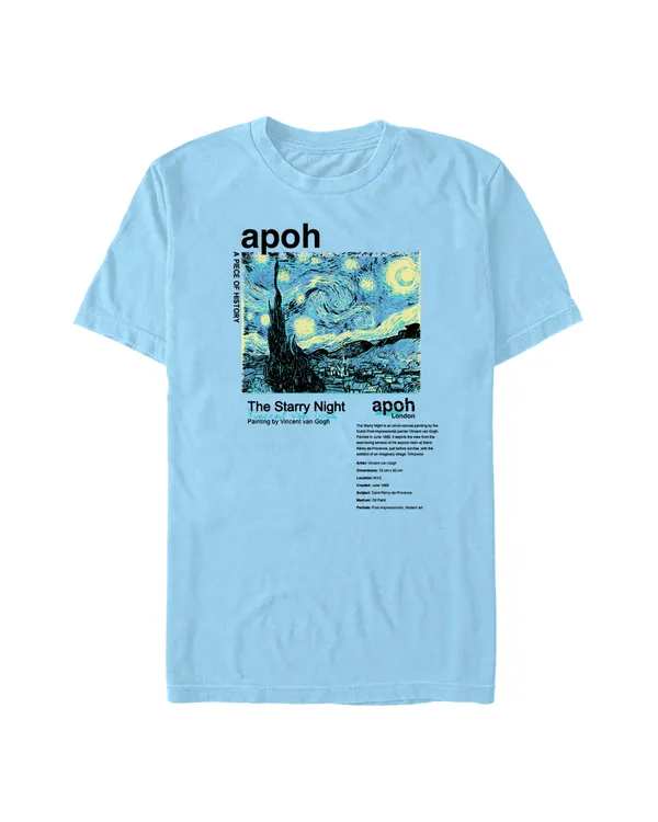 Officially Licensed apoh London - Van Gogh Starry Night Text Unisex Crew neck T-Shirt