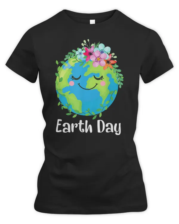 Happy Earth Day Shirt Cute Earth With Floral Earth Day 2021 T-Shirt