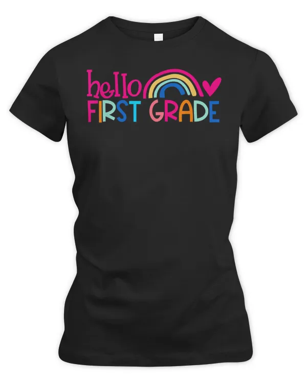 Hello 1st Grade Rainbow Student Teacher Back To School T-Shirt