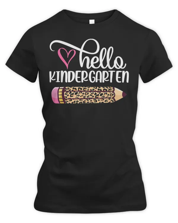 Hello Kindergarten Leopard Pencil Back To School T-Shirt