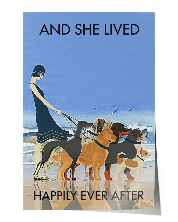 Beach And Dogs Print Canvas Framed Wall Art Poster House Sign Anniversary Birthday Christmas Housewarming Gift Home Wall Decor Artwork Print Poster Wall Art Print Home Decor Vintage