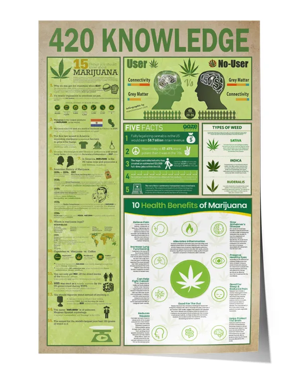 420 Knowledge Wall Decor Artwork Print Poster Wall Art Print Home Decor Vintage