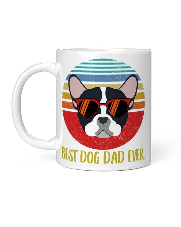 Funny Best French Bulldog Black Dad Ever Sunset Retro