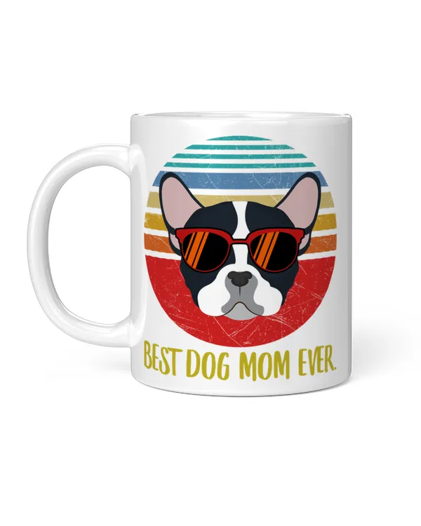 Funny Best French Bulldog Black Mom Ever Sunset Retro