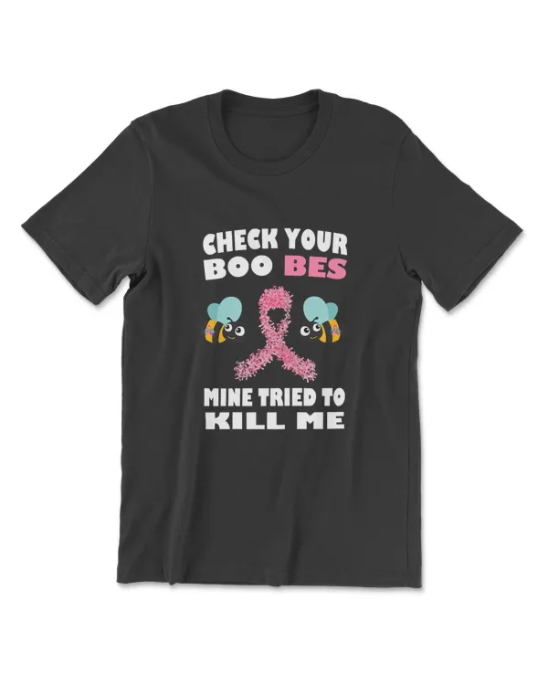 Breast Cancer Awareness Check your Boo bees women t shirt T-Shirt