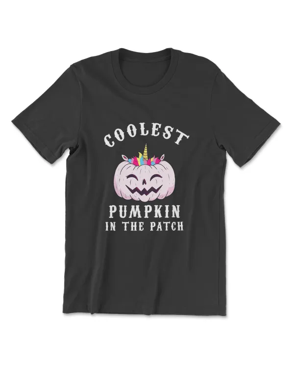 Coolest Pumpkin In The Patch Unicorn Halloween Boys Girls T-Shirt