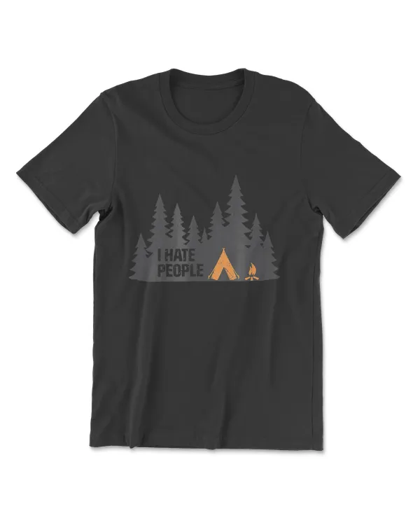 Love Camping I Hate People T-Shirt Funny Tent T-Shirt