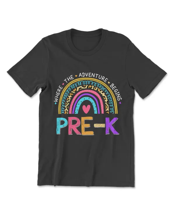 Leopard Rainbow Pre-K Where The Adventure Begins T-Shirt