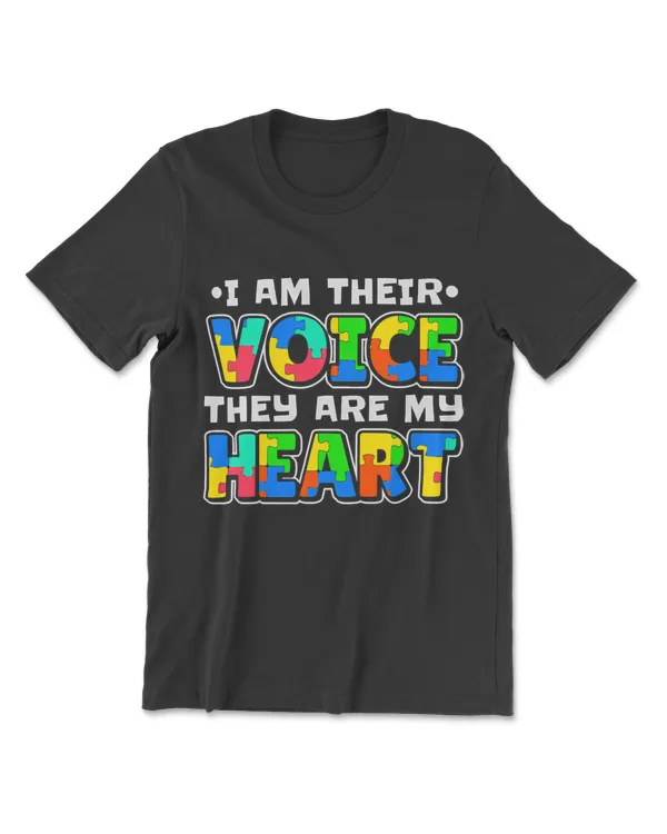 I Am Their Voice They Are My Heart Autism Awareness Teacher T-Shirt