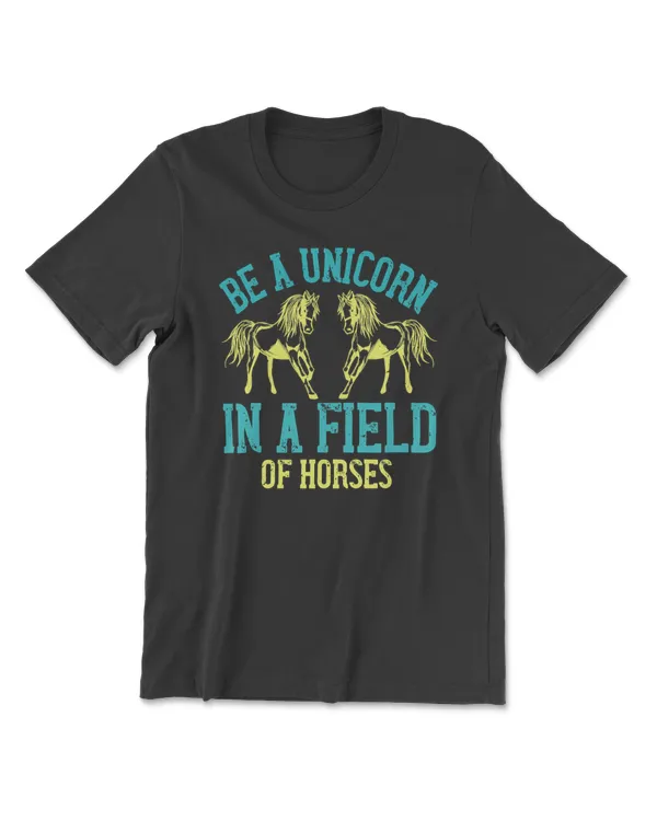 Horse be a unicorn in a field of horses horseman cattle