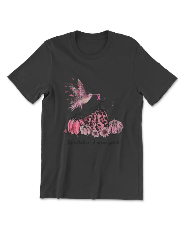 In October We Wear Pink Hummingbird Breast Cancer Awareness T-Shirt