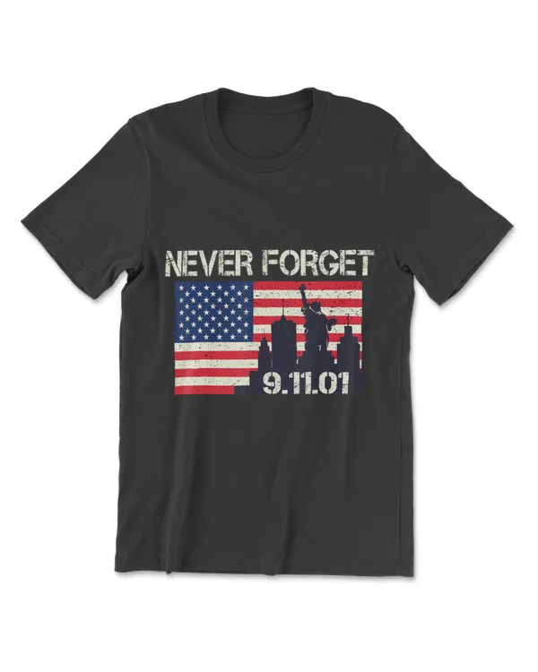 Vintage Never forget patriotic 911 for men American Flag T-Shirt