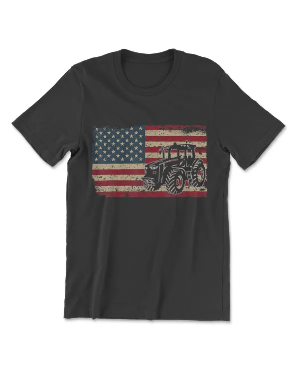 Farm Tractors USA Flag Patriotic Farming T-Shirt