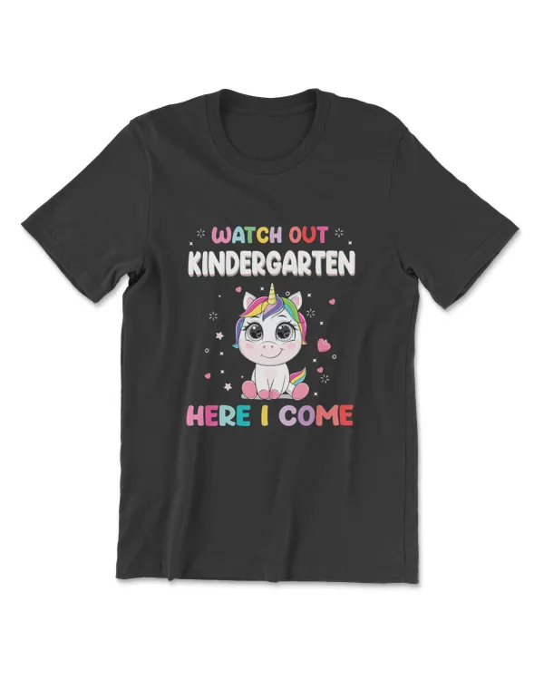 Watch Out Kindergarten Here I Come Unicorn Back To School T-Shirt