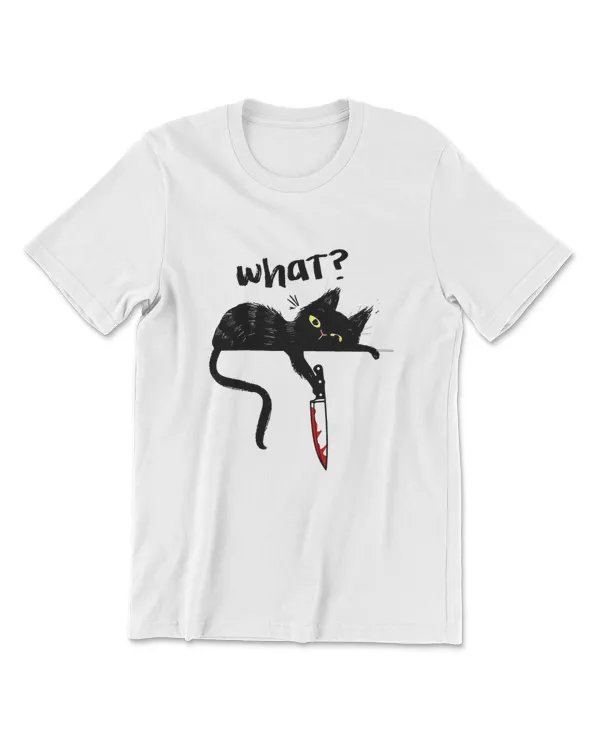 Cats What Funny Blacks Cats, Murderous Cats With Knife T-Shirt