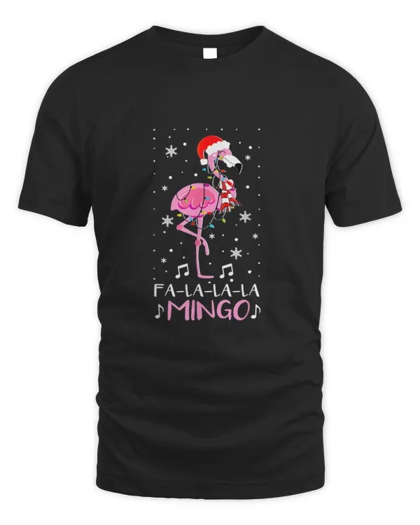 Christmas Fa la la Mingo Flamingo With Christmas Lights T shirt