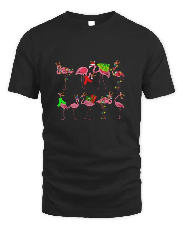 Christmas Flamingo Squad T shirt