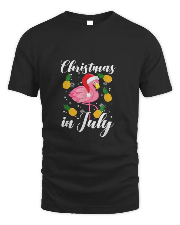 Christmas In July Pineapple Flamingo T shirt