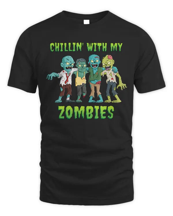 chillin with my zombies halloween boys kids funny