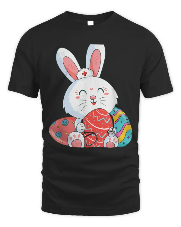 Cute Bunny Nurse Eggs Happy Easter Day Nursing T-Shirt
