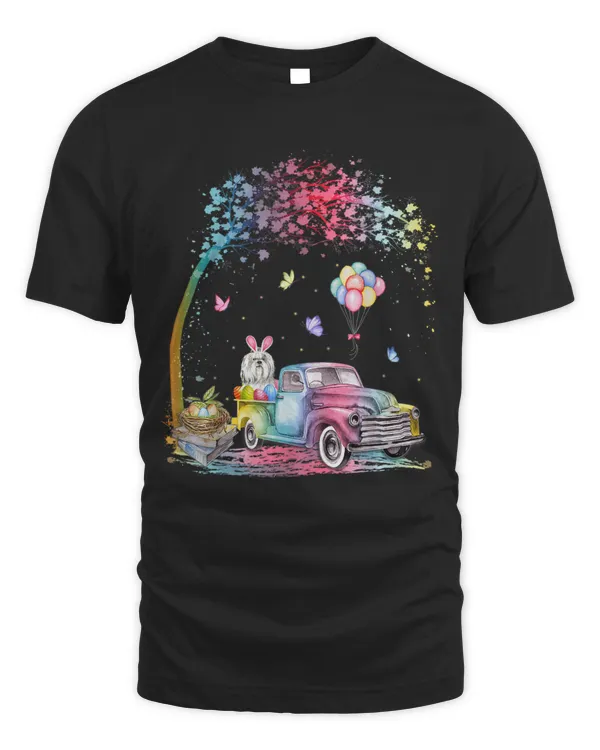 Cute Easter Truck Shih Tzu Dog Lover Easter Day Tee T-Shirt