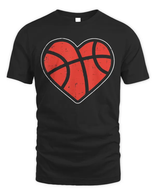 Basketball Heart Love Valentines Day Sport Player Coach Gift T-Shirt