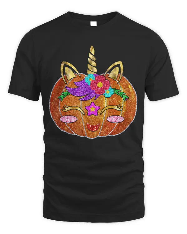 Cute Unicorn Pumpkin Funny Candy Corn Cool Halloween Costume T-Shirt