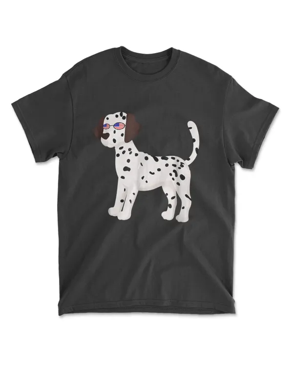 4th July Dalmatian Dog Shirt American Flag Sunglasses Shades