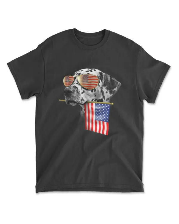 4th of July Shirt Fun American Flag Dalmatian Dog Lover Gift T-Shirt