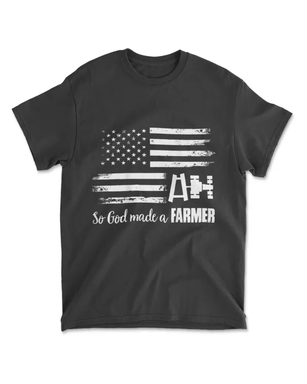 American Flag Tractor So God Made A Farmer Tshirt T-Shirt