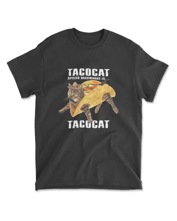 TACO CAT with hat Backwards Cat Inside Mexican Food Funny