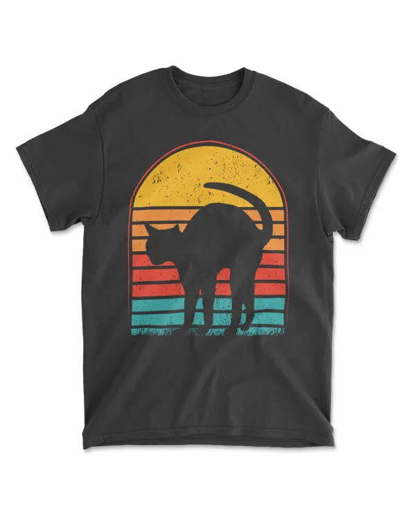 Cat Sunset Colorful Background for T-Shirt 4