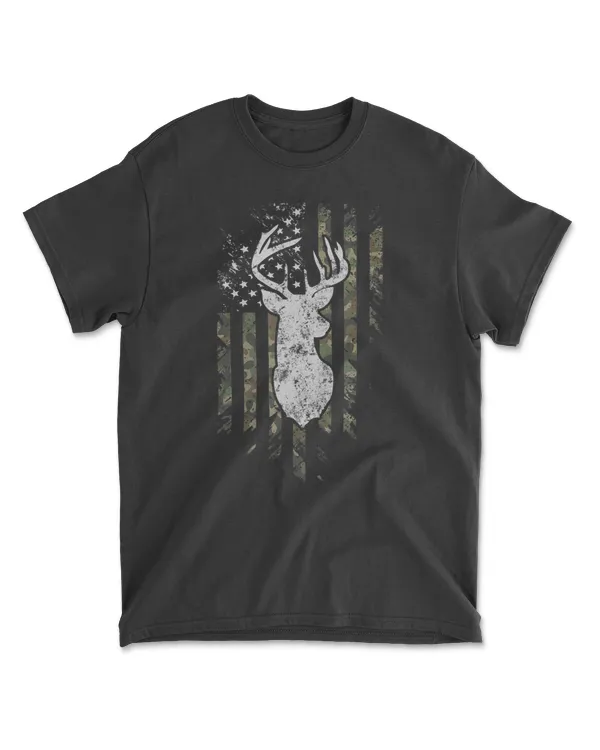 Camouflage American Flag Deer Hunting T-shirt