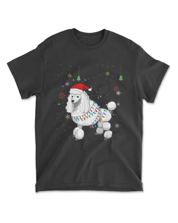 Funny Standard Poodle Dog Santa Hat Christmas Lights